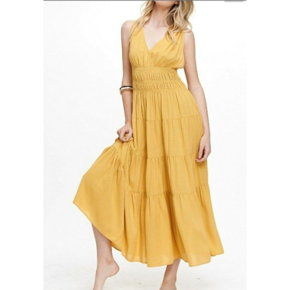 Mustard tiered dress